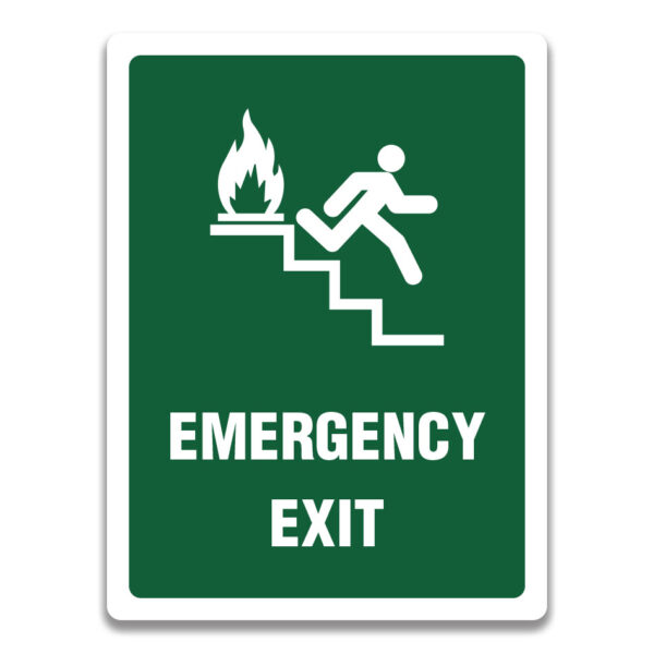 EMERGENCY EXIT STAIRWAY RIGHT SIGN